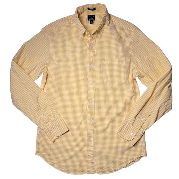 J. Crew Yellow Gingham Long Sleeve Button-Down Shirt S - Picture 2 of 6